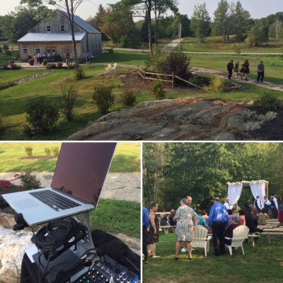 Ceremony and Cocktail Hour Setup at The Hitching Post in Dayton, ME